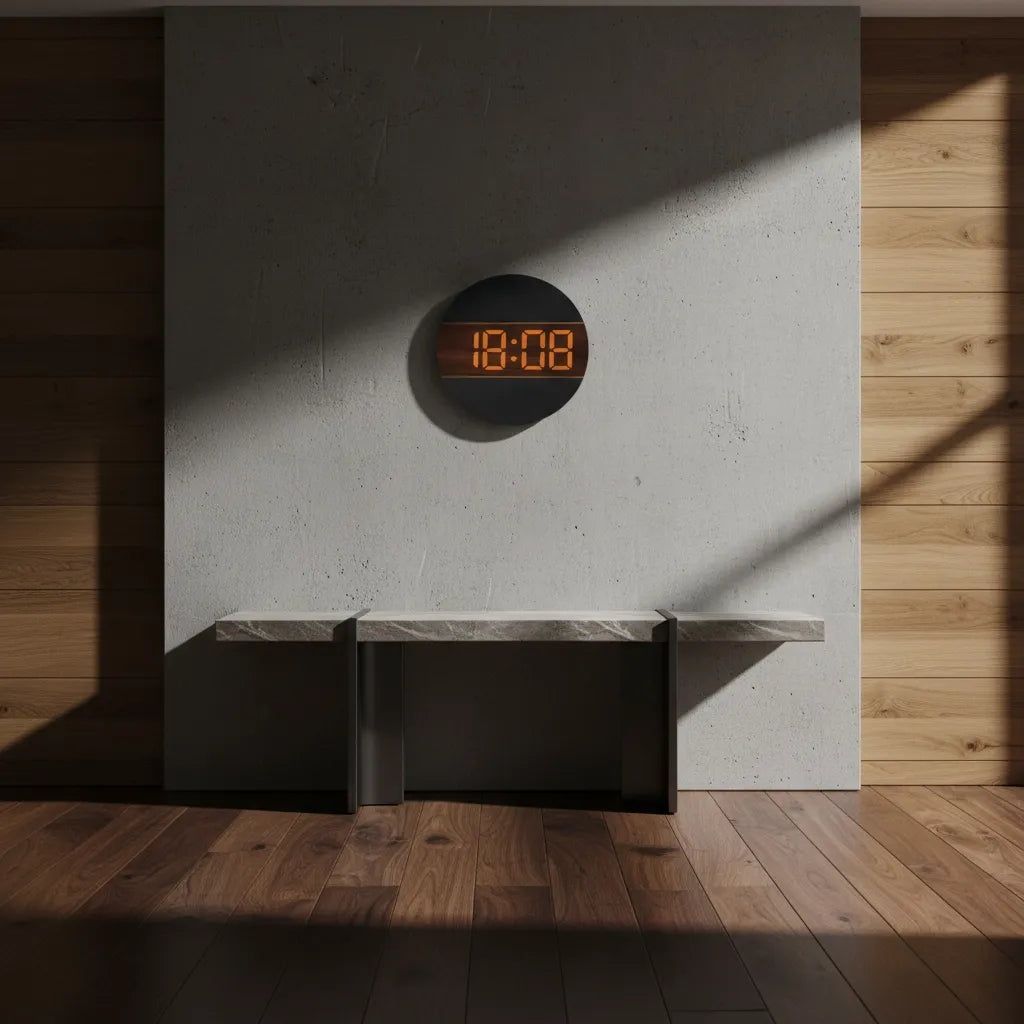 Horloge Murale LED en Bois
