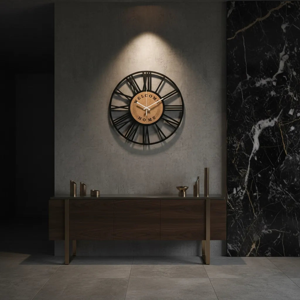 Horloge Murale Métal et Liège