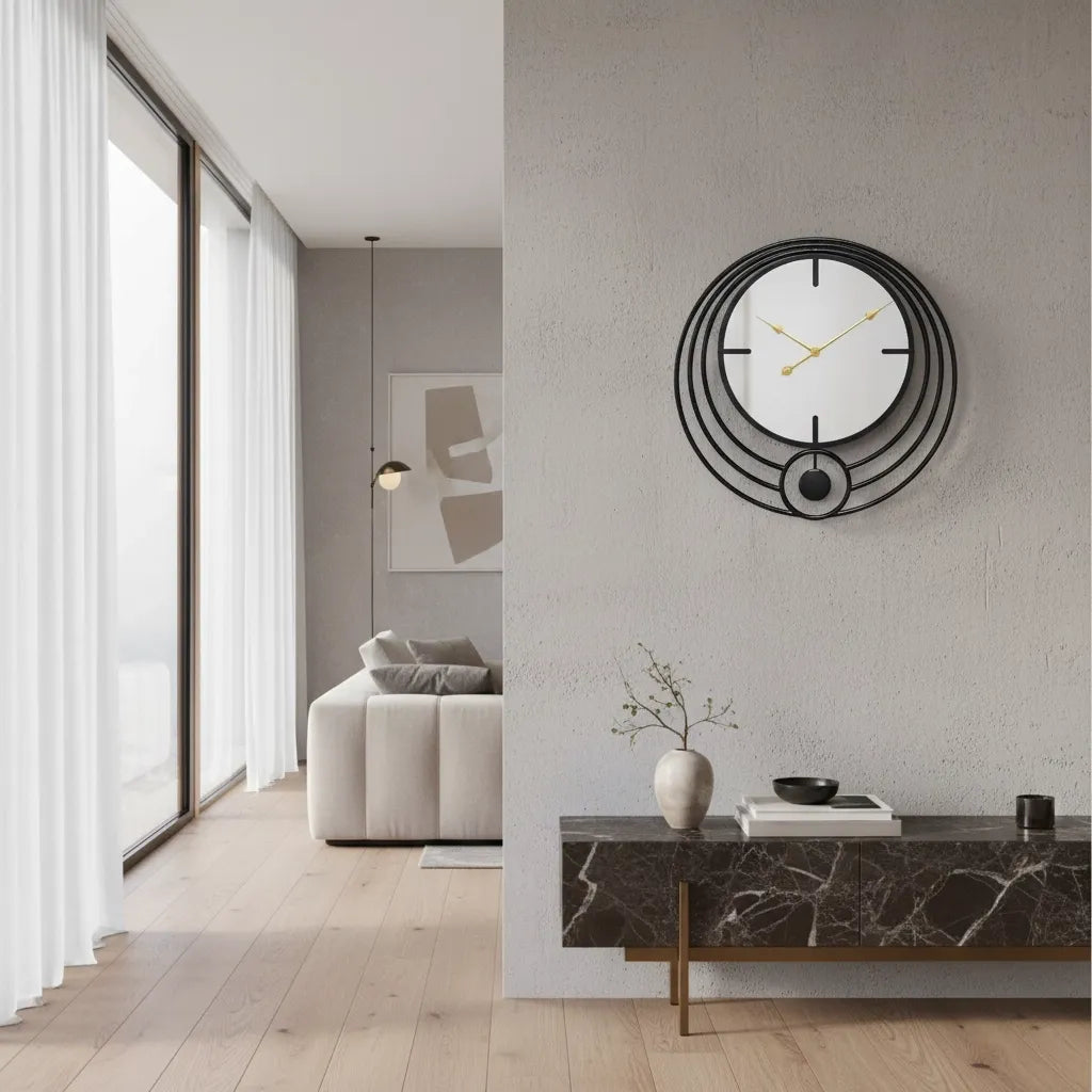 Horloge Murale Miroir & Cercle design