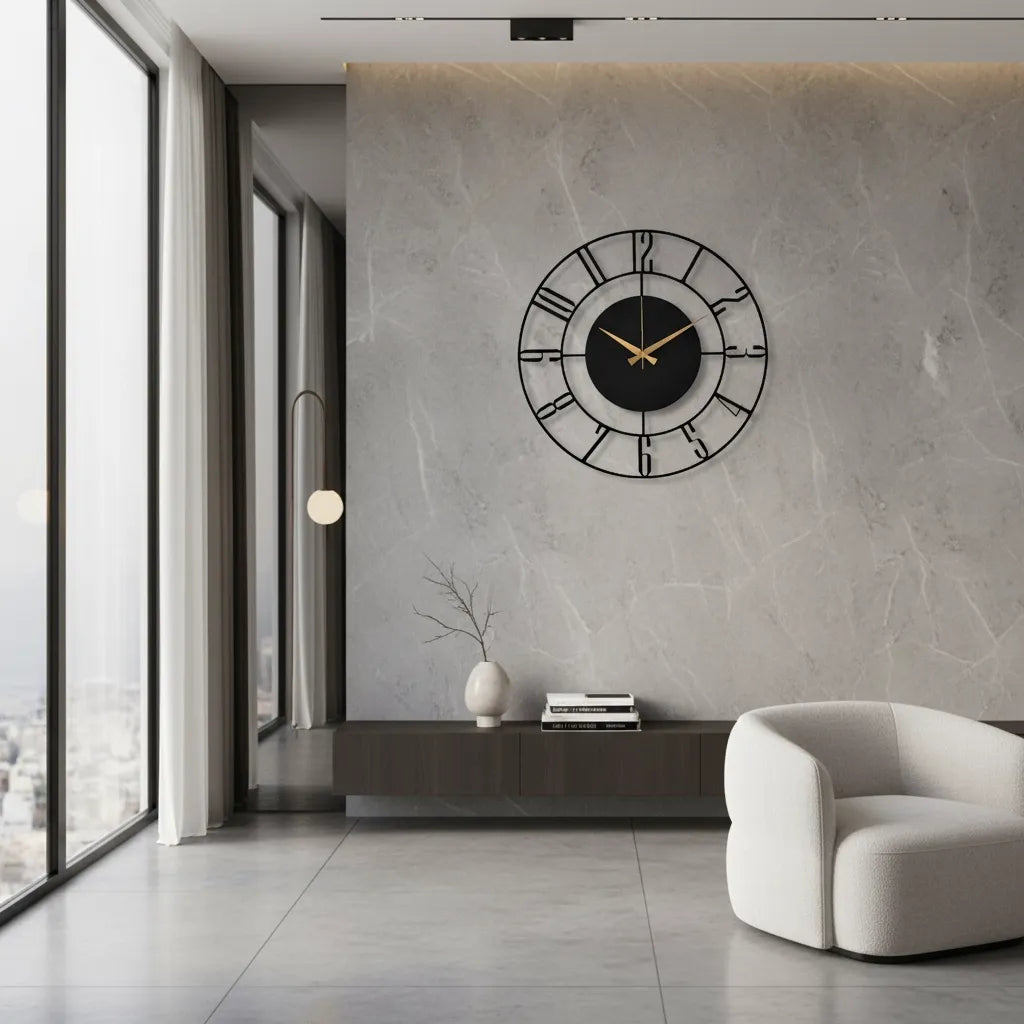 Horloge Murale Moderne en Bois Noir
