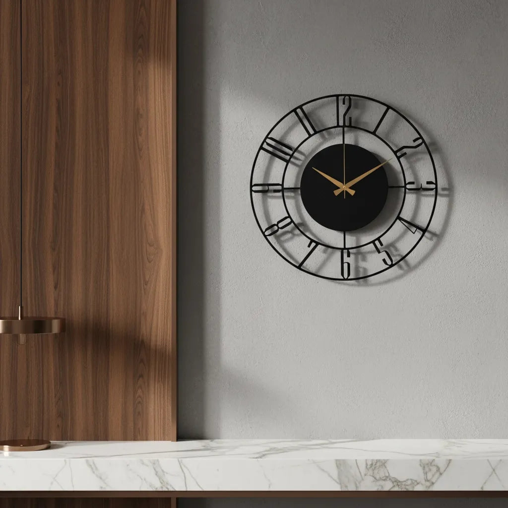 Horloge Murale Moderne en Bois Noir