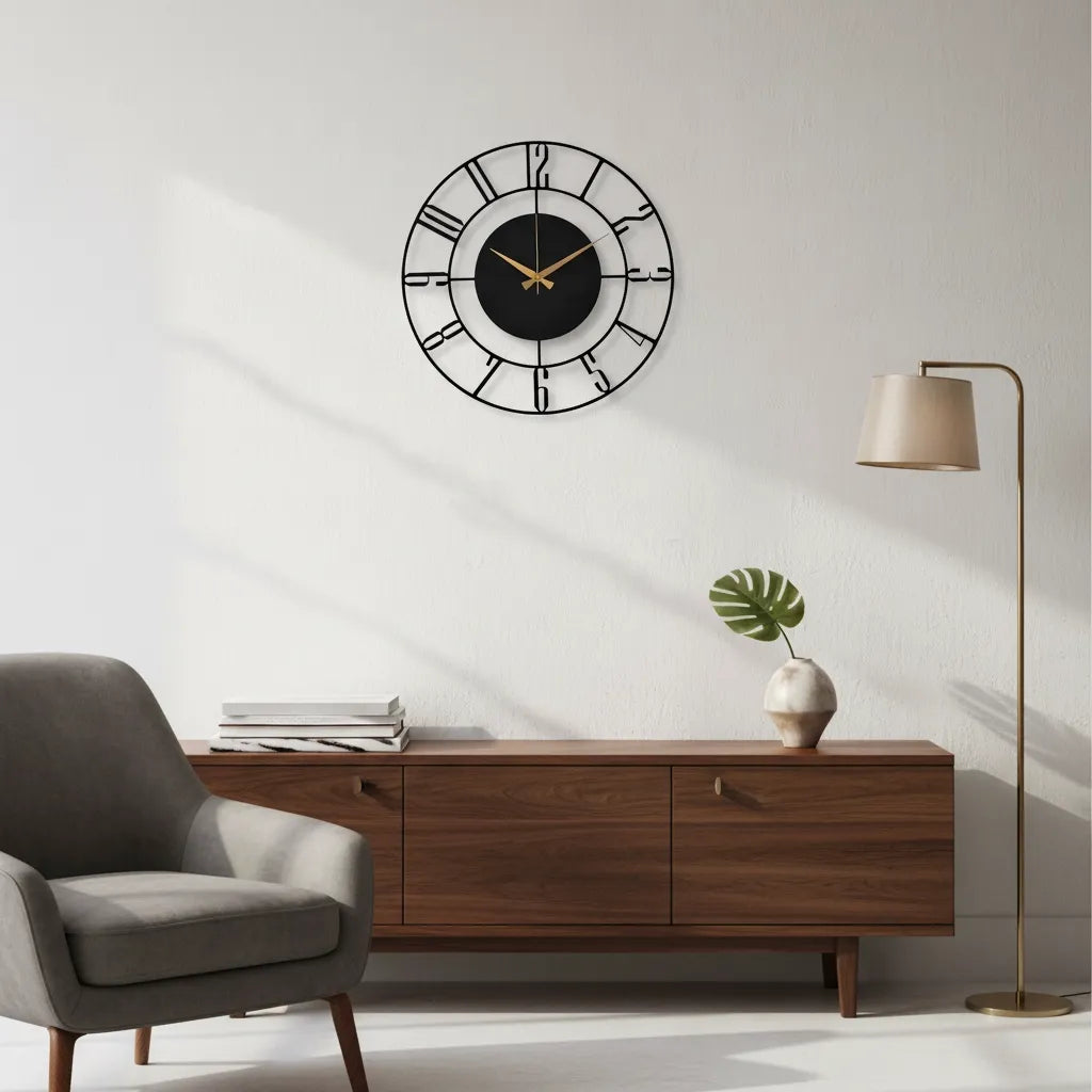 Horloge Murale Moderne en Bois Noir