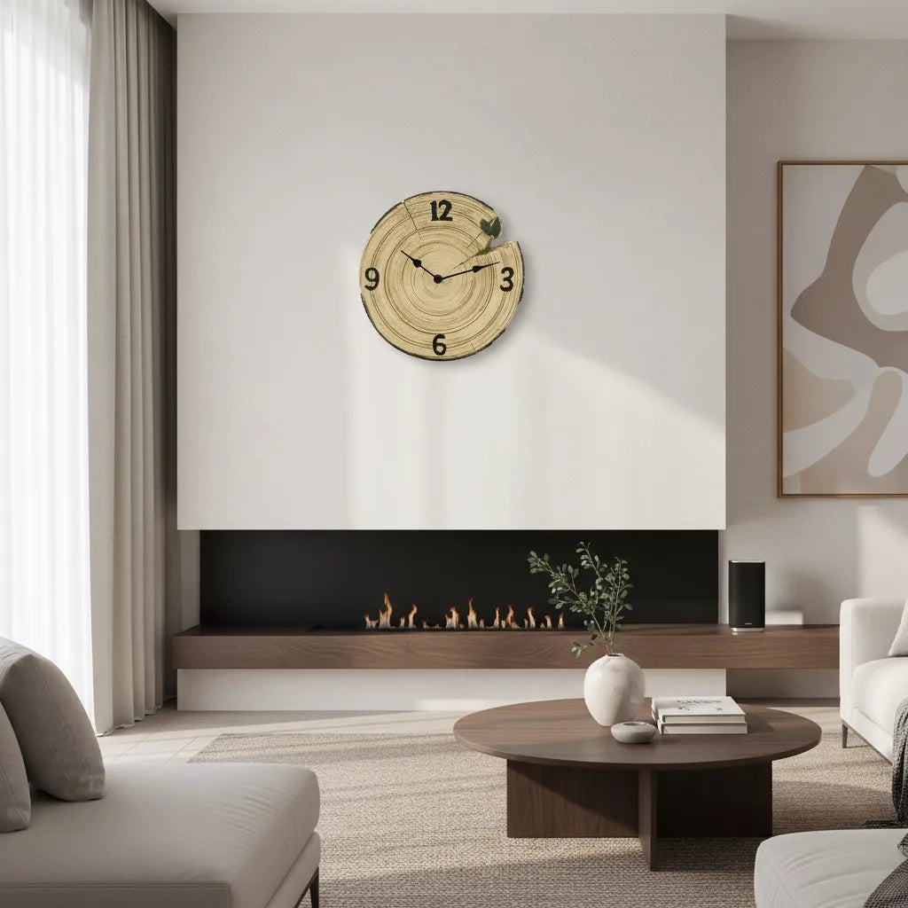 Horloge Murale Rustique en Forme de Bûche