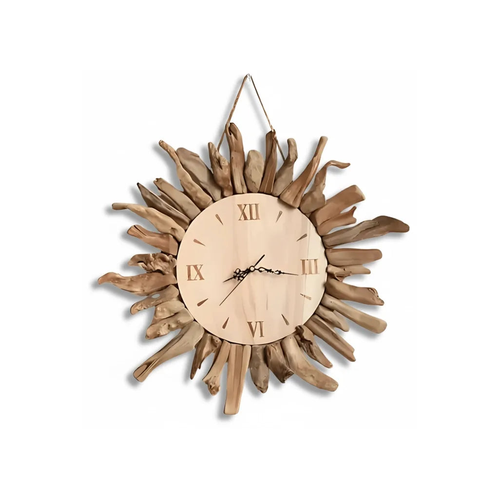 Horloge Murale Soleil Bois Flotté