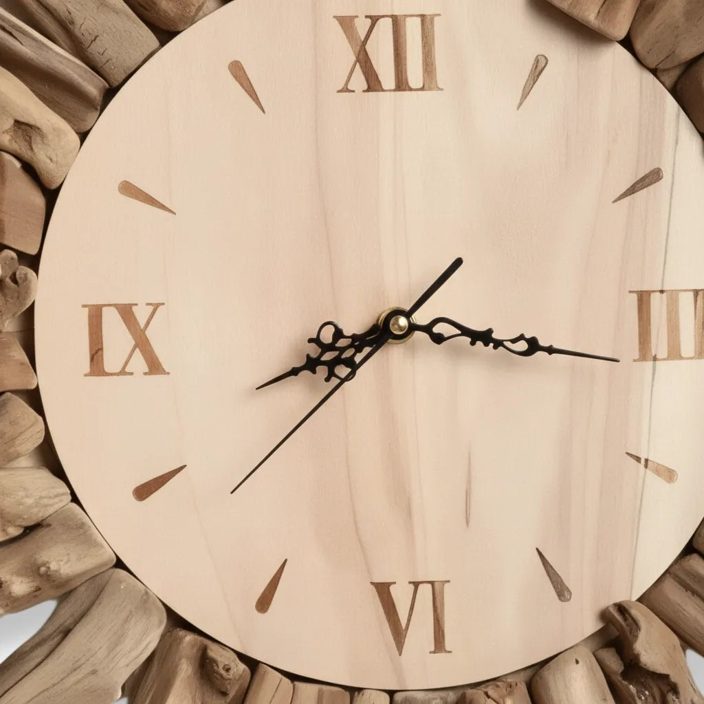 Horloge Murale Soleil Bois Flotté