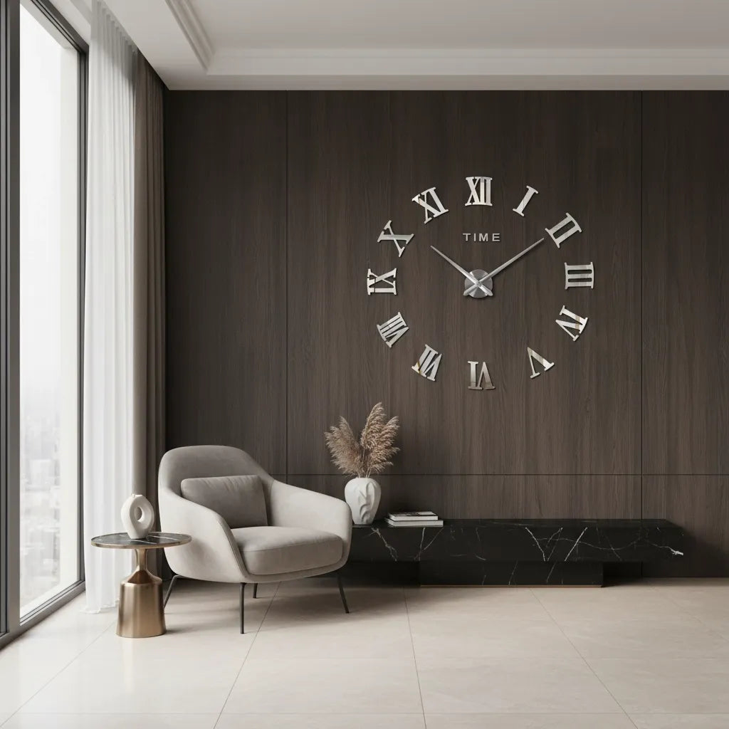 Horloge Murale Stickers Chiffre Romain
