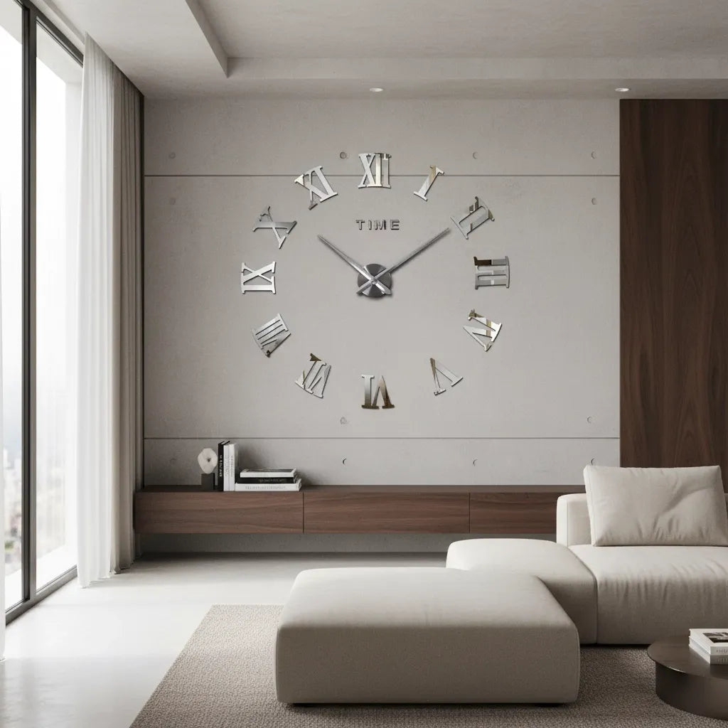 Horloge Murale Stickers Chiffre Romain