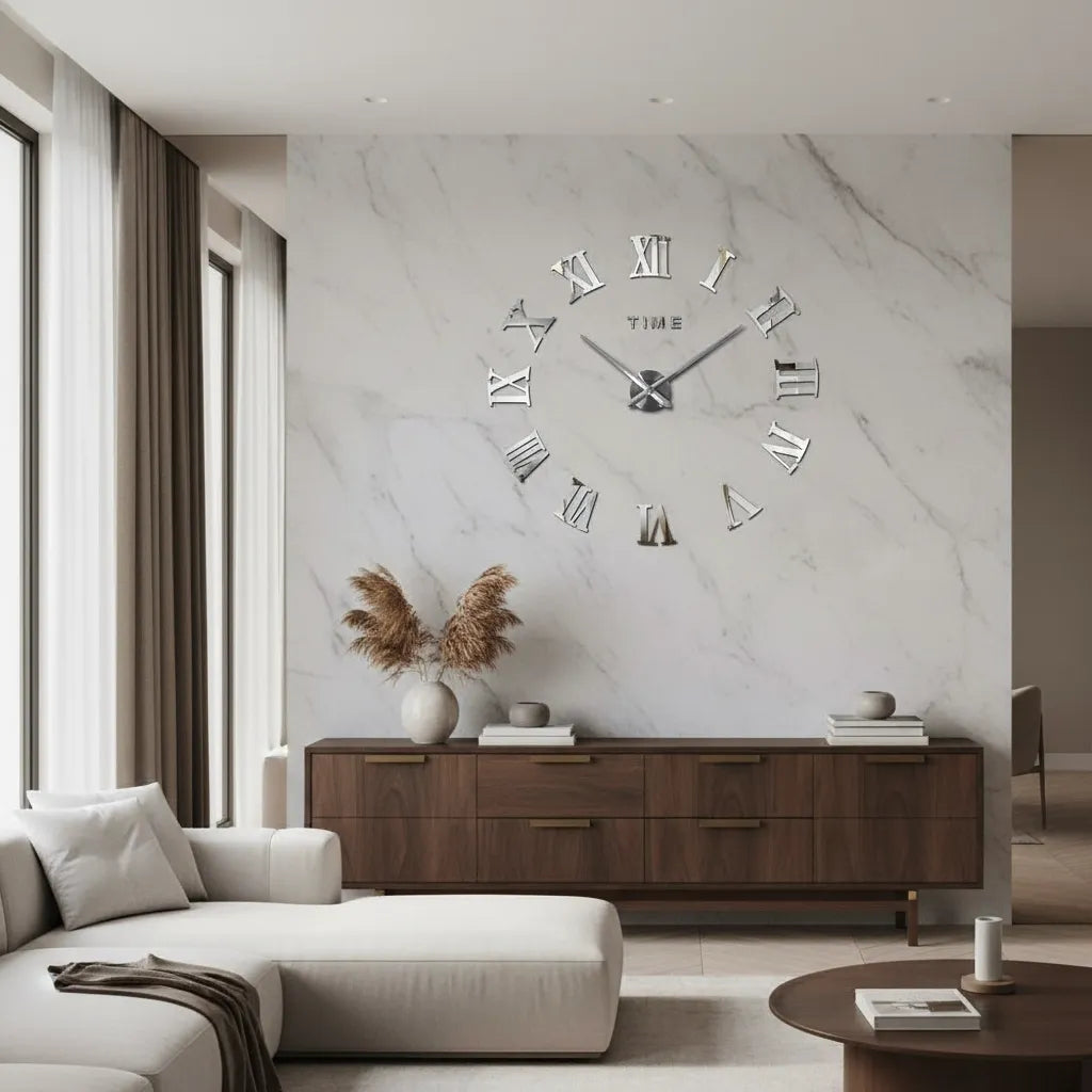 Horloge Murale Stickers Chiffre Romain