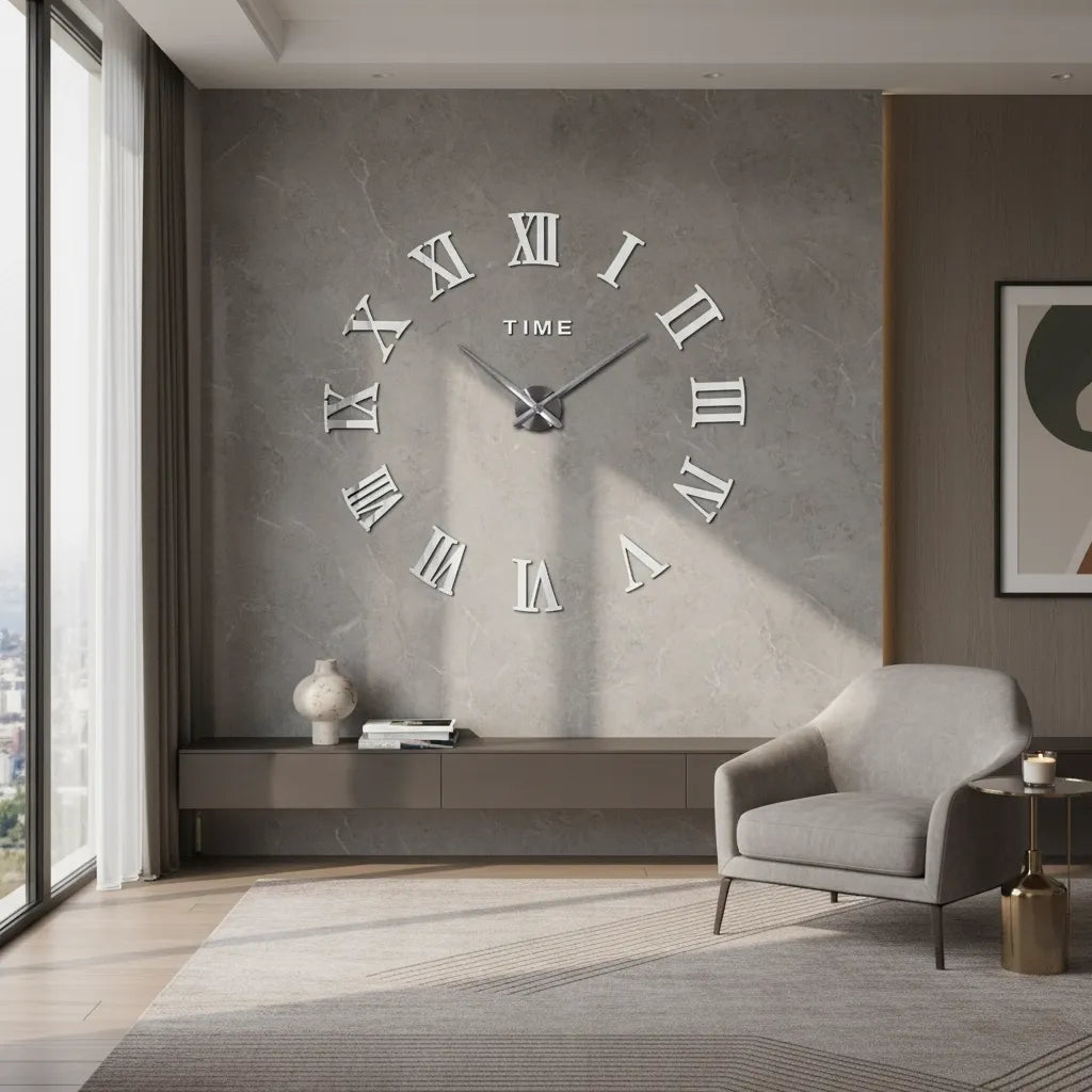 Horloge Murale Stickers Chiffre Romain