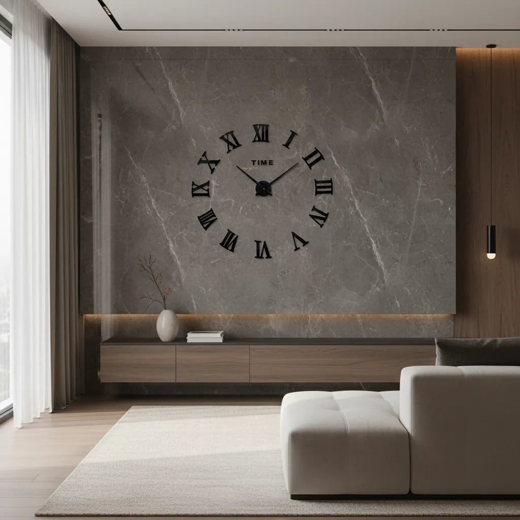 Horloge Murale Stickers Chiffre Romain