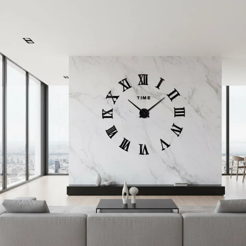 Horloge Murale Stickers Chiffre Romain