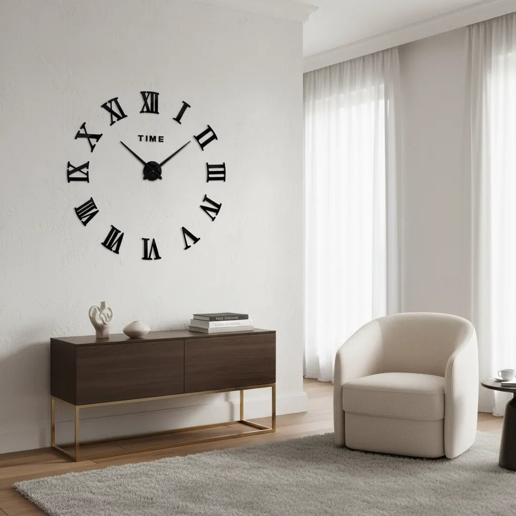 Horloge Murale Stickers Chiffre Romain