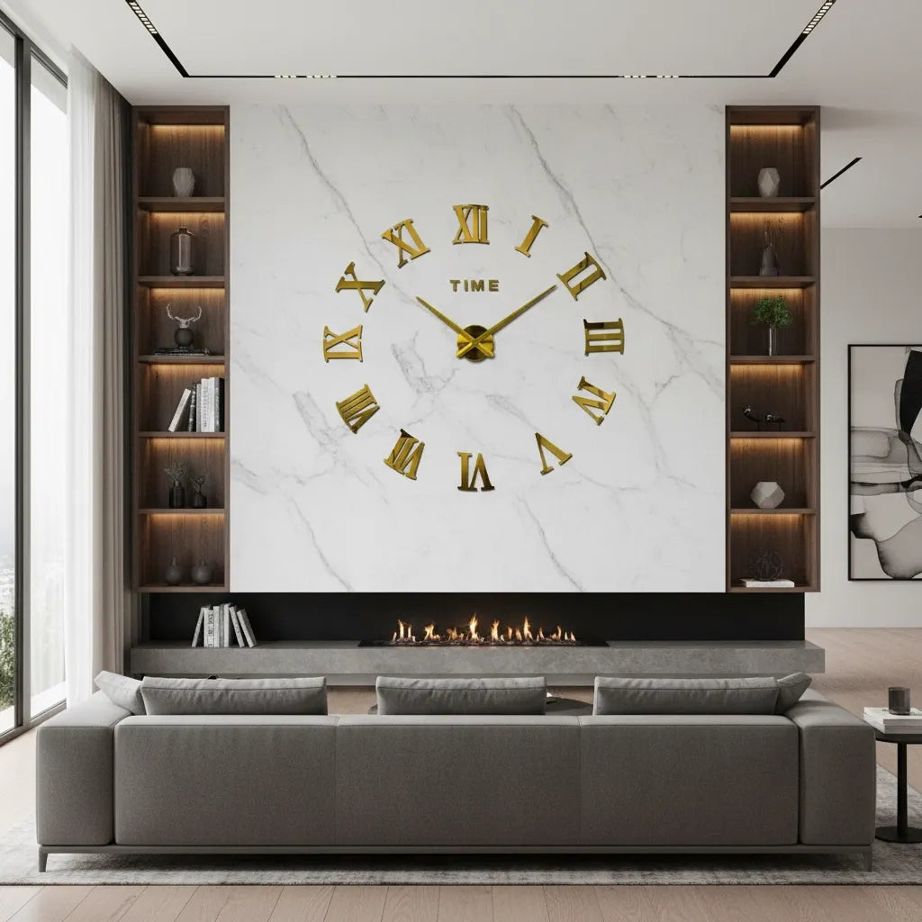 Horloge Murale Stickers Chiffre Romain