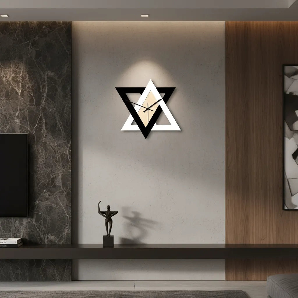 Horloge murale Triangle noir et blanc