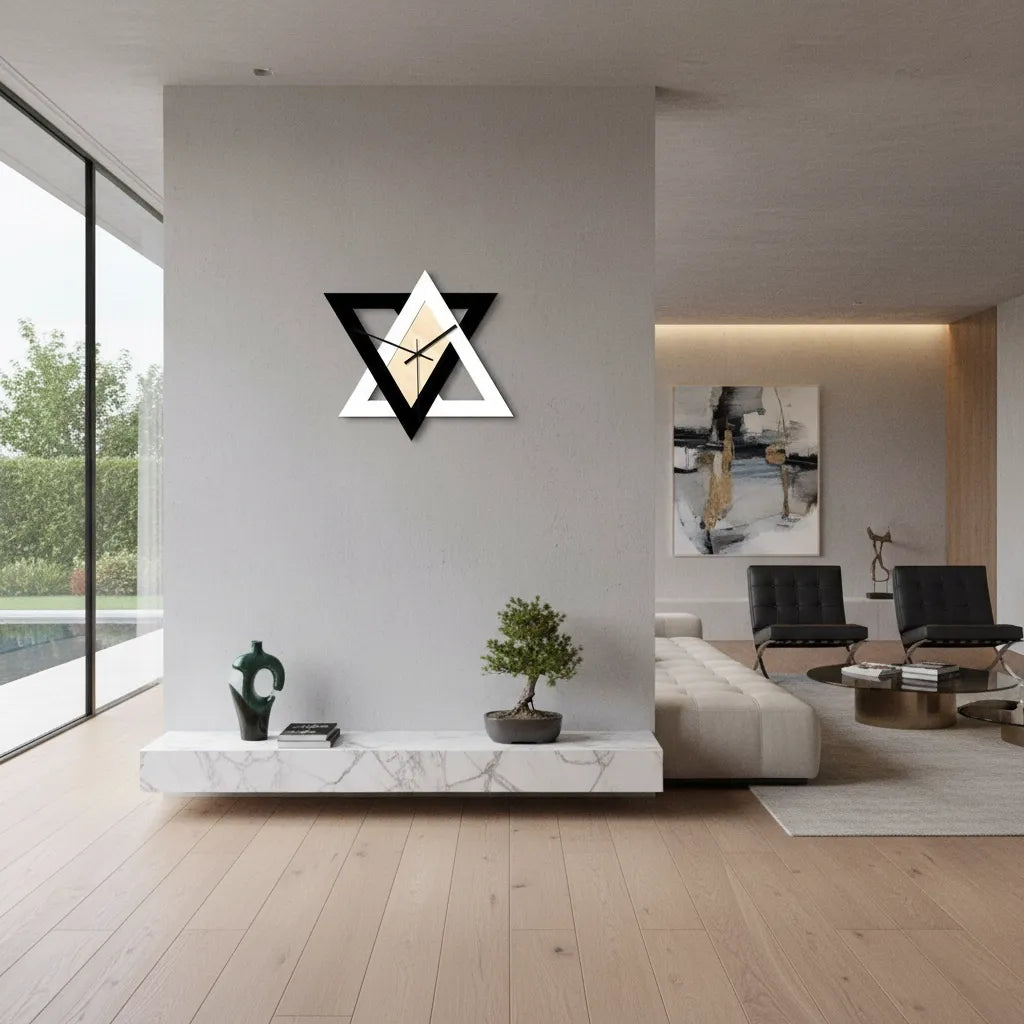 Horloge murale Triangle noir et blanc