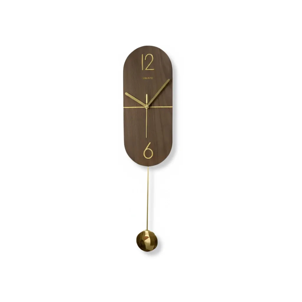Horloge Pendule Linéa Noyer & Or