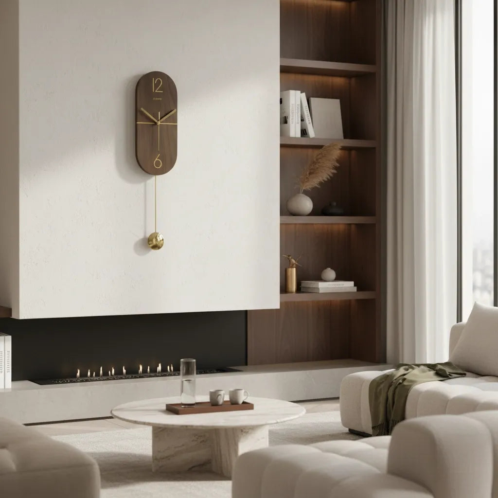 Horloge Pendule Linéa Noyer & Or