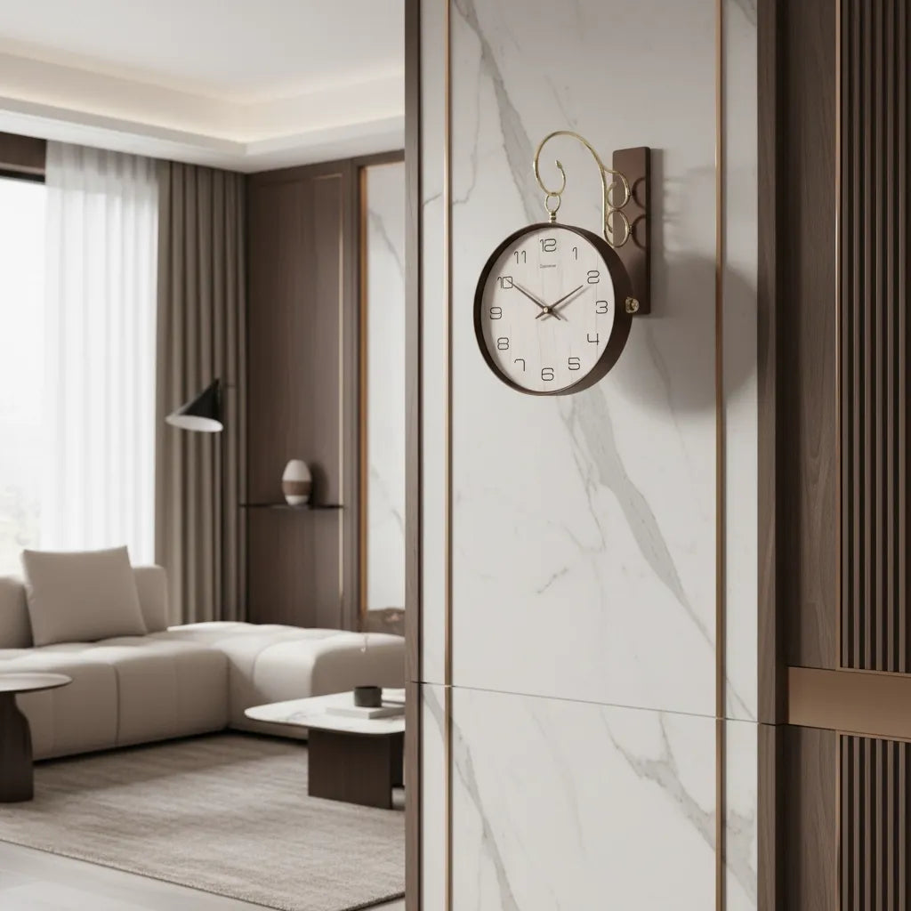 Horloge Double Face en Bois