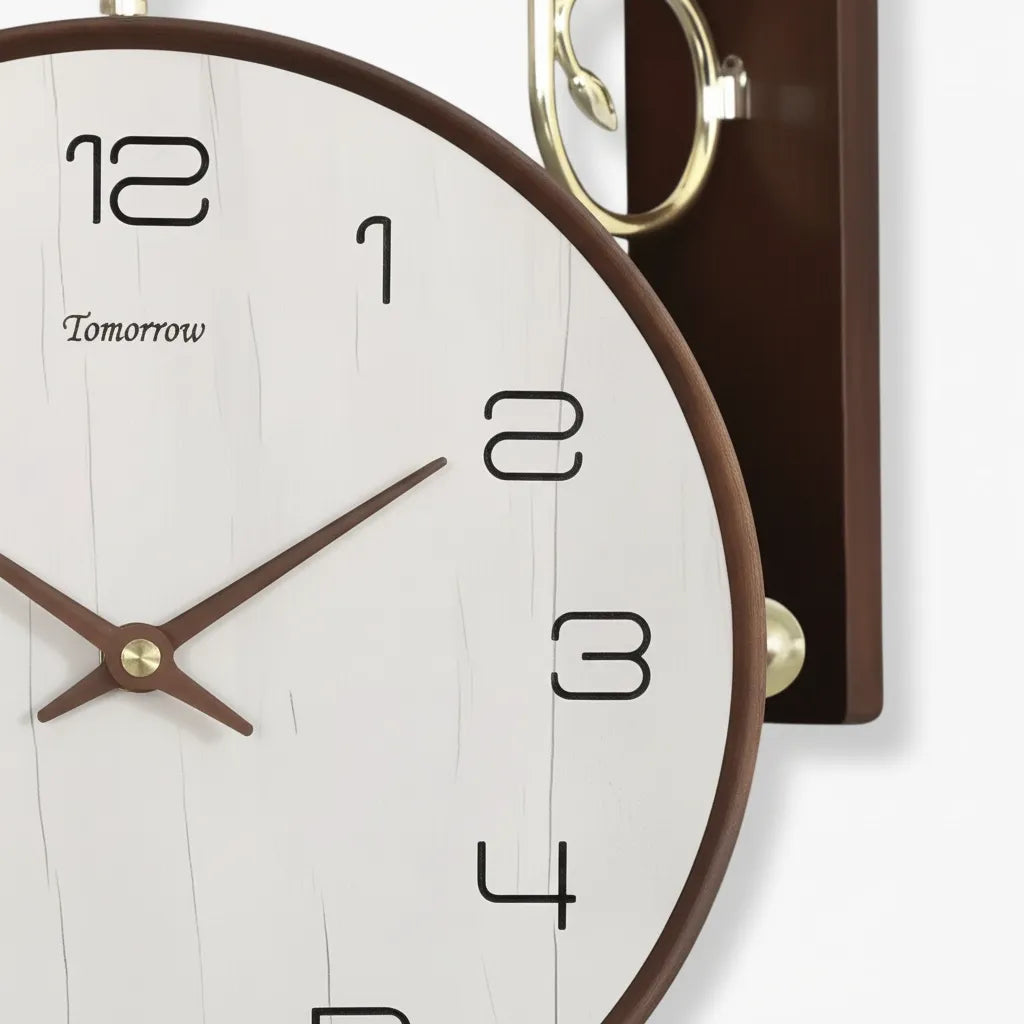 Horloge Double Face en Bois