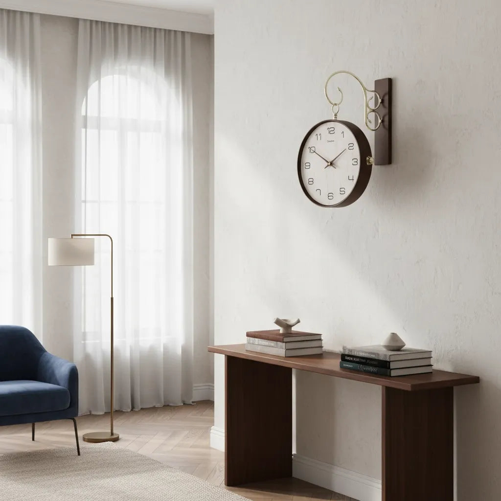 Horloge Double Face en Bois